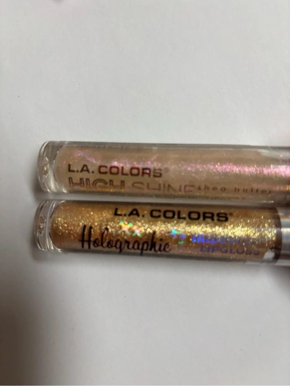 L.A. COLORS Holographic & High Shine Lip Gloss Duo - Gold Iridescent